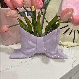 Lavender Bow Ceramic Planter